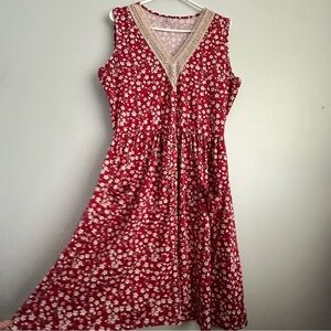 Women’s red floral summer dress 1X 2X sleeveless 1xl 2xl